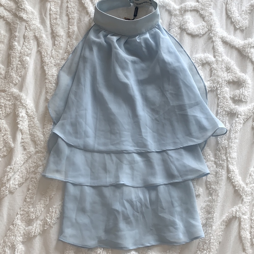 Layered Sky Blue Backless Halter